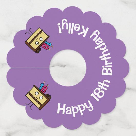 18e verjaardag taart met kaarsen chocolade ijsjes wijnglaslabel (Voorkant)