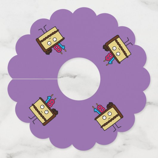 18e verjaardag taart met kaarsen chocolade ijsjes wijnglaslabel (Achterkant)