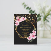 18e verjaardag tropische zwarte gouden sterren - u briefkaart (Staand voorkant)