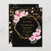 18e verjaardag tropische zwarte gouden sterren - u briefkaart (Voorkant / Achterkant)