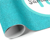 18e verjaardag turquoise groene glitters diamanten cadeaupapier (Rol Hoek)