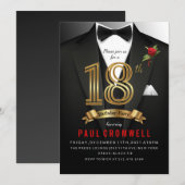 18e verjaardag Tuxedo Black Tie Kaart (Voorkant / Achterkant)
