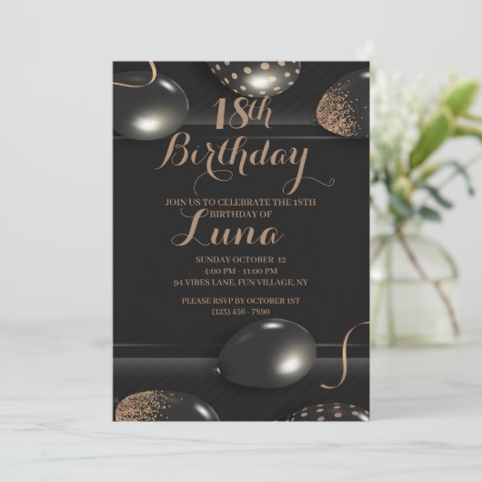 18E verjaardag Uitnodiging (Staand voorkant)