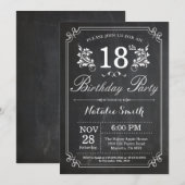 18e Verjaardag Uitnodiging Bloemen Krijtbord (Voorkant / Achterkant)