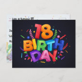 18e verjaardag uitnodiging briefkaart (Voorkant / Achterkant)