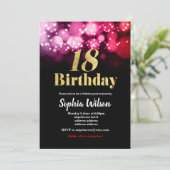 18e verjaardag uitnodiging elegant glitter roze ro (Staand voorkant)