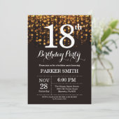 18e verjaardag uitnodiging Gold Glitter (Staand voorkant)