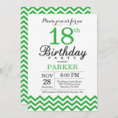 18e Verjaardag Uitnodiging Green Chevron (Voorkant / Achterkant)