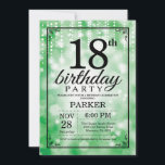 18e verjaardag uitnodiging Green Glitter<br><div class="desc">18e Verjaardag Uitnodiging met Green String Lights met Green Glitter Achtergrond. Groene verjaardag. Verjaardag voor volwassenen. Mannen of vrouwen Bday Uitnodigen. 13e 15e 16e 18e 20e 21e 30e 40e 50e 60e 70e 80e 90e 100e, elke leeftijd. Voor verdere aanpassing klikt u op de knop "Aanpassen" en gebruikt u onze ontwerptool...</div>