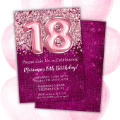 18e verjaardag uitnodiging magenta roze glitter