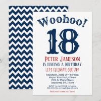 18e verjaardag Uitnodiging Mannen marine Blue