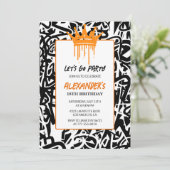 18e verjaardag uitnodiging Mannen Party Graffiti P (Staand voorkant)