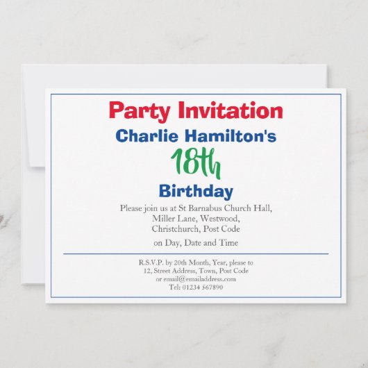 18e verjaardag Uitnodiging met foto (Achterkant)