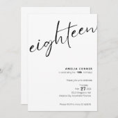 18e verjaardag uitnodiging minimalistisch debuut u (Voorkant / Achterkant)
