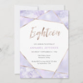 18e Verjaardag Uitnodiging paarse en gouden (Voorkant)