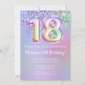 18e verjaardag Uitnodiging Paarse roze glitter (Voorkant)