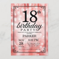 18e verjaardag uitnodiging Red Glitter