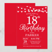 18e verjaardag Uitnodiging rood (Voorkant / Achterkant)