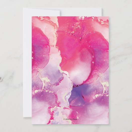 18e Verjaardag Uitnodiging roze Abstracte Waterver (Achterkant)