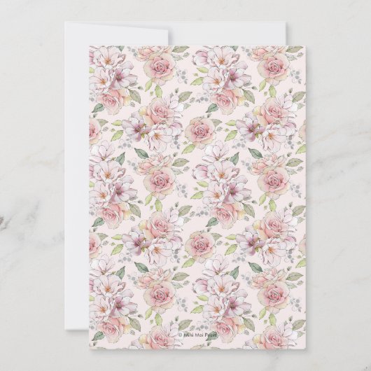 18e verjaardag uitnodiging roze bloemen (Achterkant)