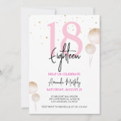 18e verjaardag uitnodiging Roze Gouden Glitter (Voorkant)