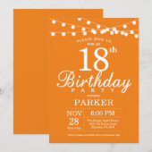 18e verjaardag Uitnodiging Sinaasappel (Voorkant / Achterkant)