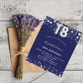 18e verjaardag - uitnodiging voor blauwe zilver -  flyer