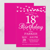 18e verjaardag uitnodiging warm roze (Voorkant / Achterkant)