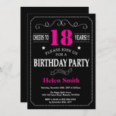 18e verjaardag Uitnodiging warmroze zwarte alkbord (Voorkant / Achterkant)