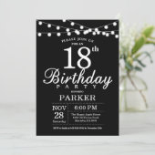 18e verjaardag Uitnodiging zwart-wit (Staand voorkant)