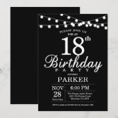 18e verjaardag Uitnodiging zwart-wit (Voorkant / Achterkant)