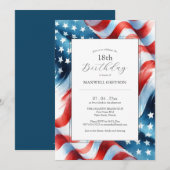 18e verjaardag Uitnodigingen Amerikaanse vlag (Voorkant / Achterkant)
