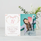 18e verjaardag uitnodigingen Boho Floral Foto (Staand voorkant)