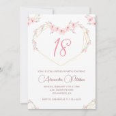 18e verjaardag uitnodigingen Boho Floral Pink (Voorkant)