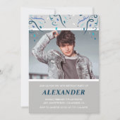 18e verjaardag uitnodigingen jongen Confetti Foto  (Voorkant)