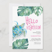 18e Verjaardag Uitnodigingen Waterverf Zee Schildp (Voorkant)