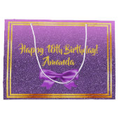 18e verjaardag ultra violet roze met faux glitter large cadeautasje (Achterkant)