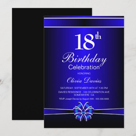 18e verjaardag van Black and Blue Kaart (Voorkant / Achterkant)
