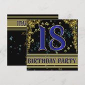 18e verjaardag van Black and Gold Kaart (Voorkant / Achterkant)