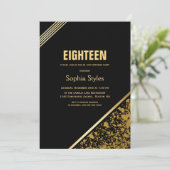 18e verjaardag van Black and Gold Kaart (Staand voorkant)