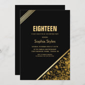 18e verjaardag van Black and Gold Kaart (Voorkant / Achterkant)