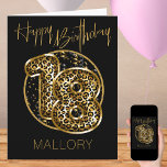18e verjaardag van de lade van de Leopard van de D Kaart<br><div class="desc">Persoonlijke 18e verjaardagskaart met folie ballonnen met dierlijke afdruk in zwart-wit en goud. De trendy leopard printballonnen zijn voorzien van een zwart en goudconfetti en Happy Birthday wordt met de hand in goud gekarteld. De sjabloon is klaar voor u om de voorzijde van de kaart te personaliseren en een bericht...</div>