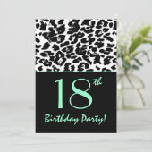 18e verjaardag van de Leopard Print Black White Aq Kaart (Staand voorkant)