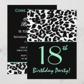 18e verjaardag van de Leopard Print Black White Aq Kaart (Voorkant / Achterkant)