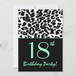 18e verjaardag van de Leopard Print Black White Aq Kaart