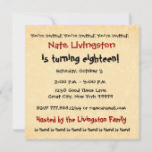 18e verjaardag van de Moderne Rode en Zwarte Parti Kaart (Achterkant)