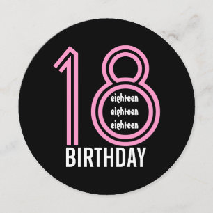 18e verjaardag van de moderne roze en zwarte W689B Kaart