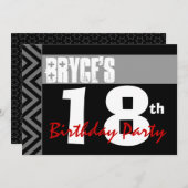 18e verjaardag van de moderne zwarte rode V01 Kaart (Voorkant / Achterkant)