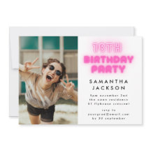 18e verjaardag van de opgeruimde roze neon lumo-ve