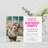 18e verjaardag van de opgeruimde roze neon lumo-ve kaart (Staand voorkant)